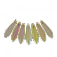 Czech Glass Daggers beads 5x16mm Crystal lemon rainbow